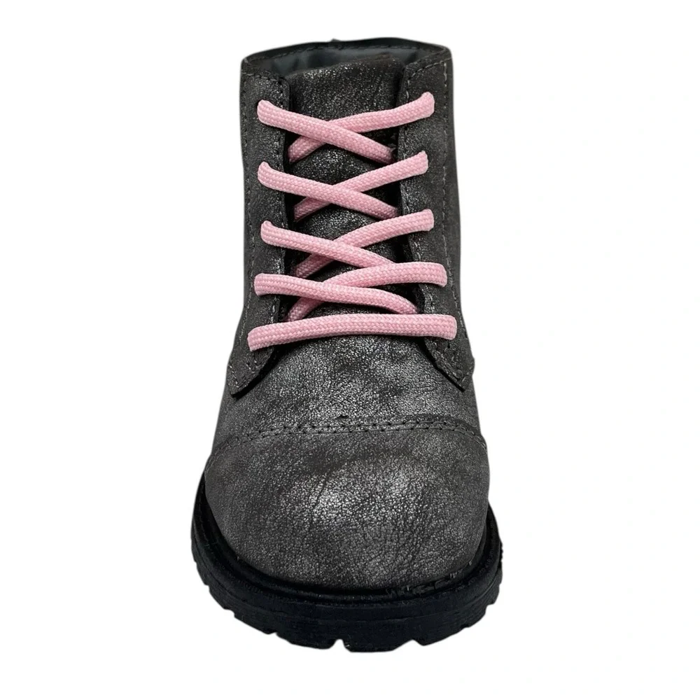 OshKosh B'Gosh Toddler Girls Ankle Fashion Boots Size 8 Gray Rose Pink Lace Up